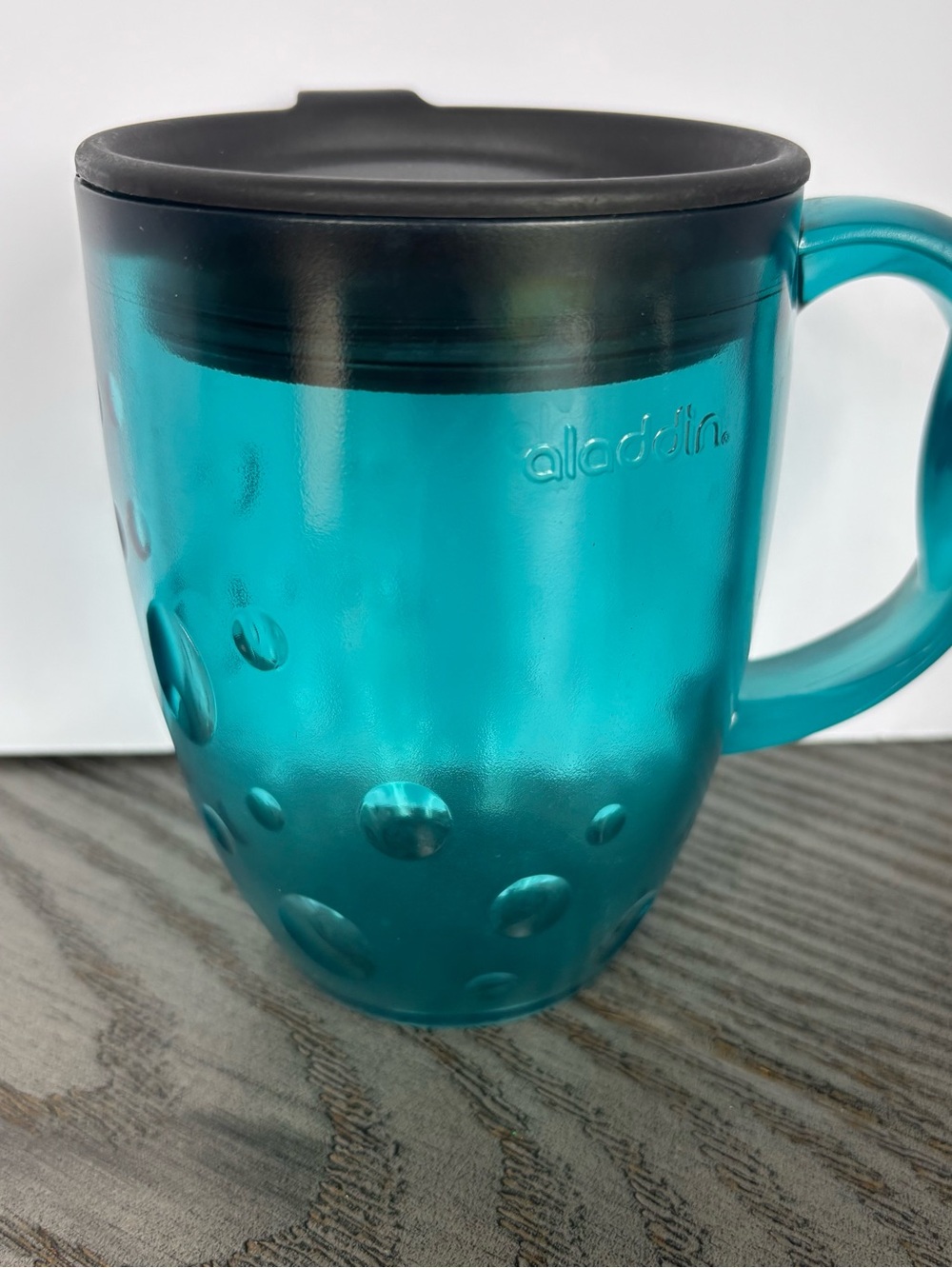 VINTAGE MIGO SOLA BY ALADDIN 20 OZ ACRYLIC MUG TEAL WITH BUBBLES